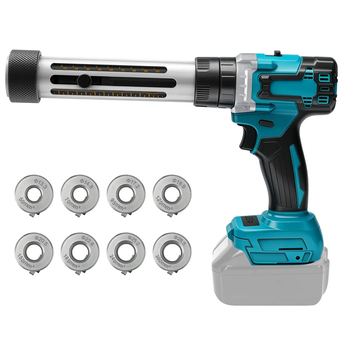 Máquina Pelacables Eléctrica Compatible con Batería Makita 18V (Batería No Incluida), Pelacables Automático para Cables de Cobre de 50-300 mm², Herramienta Portátil para Pelado de Cables