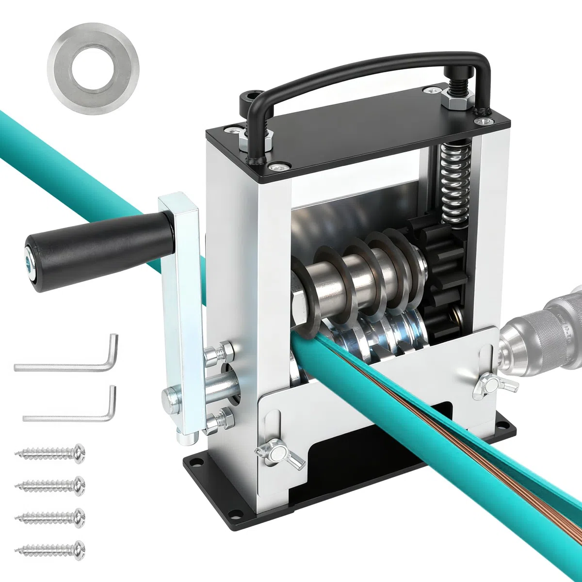 Máquina Pelacables, Máquina para Operación con Manivela o Taladro, Rango Diámetro del Alambre de 1 a 21 mm, 6 Orificios de Alimentación, Herramienta Pelacables para Reciclaje de Cables de Cobre