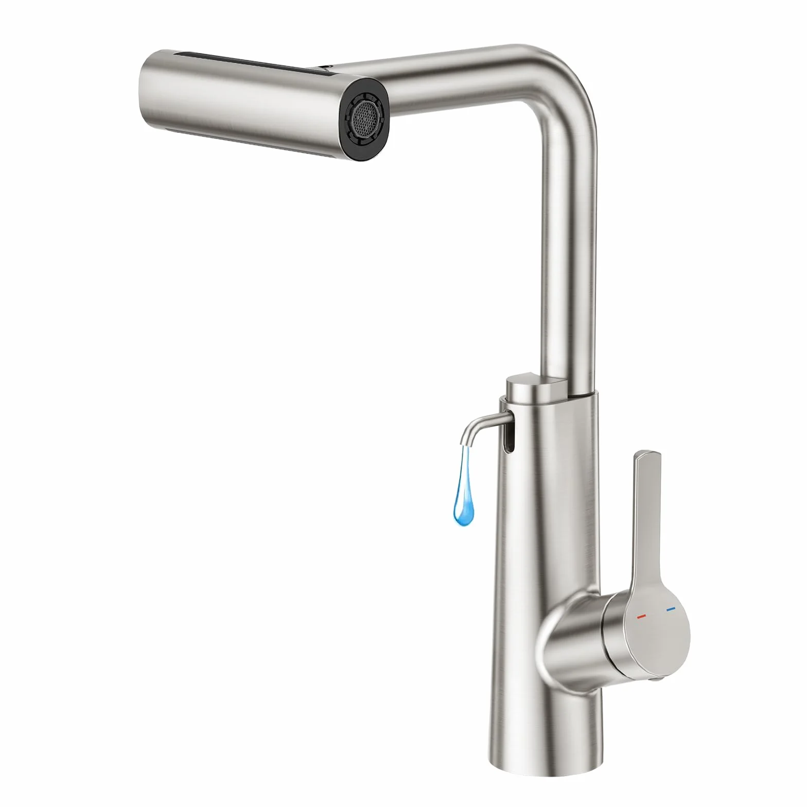 CREA Grifo de cocina Fregadero Cocina Extraíble Cascada, dispensador de jabon para fregadero, Grifo de Cocina Fregadero con Ducha de 4 Modos de Rociado Giratorio a 360°, Acero Inoxidable