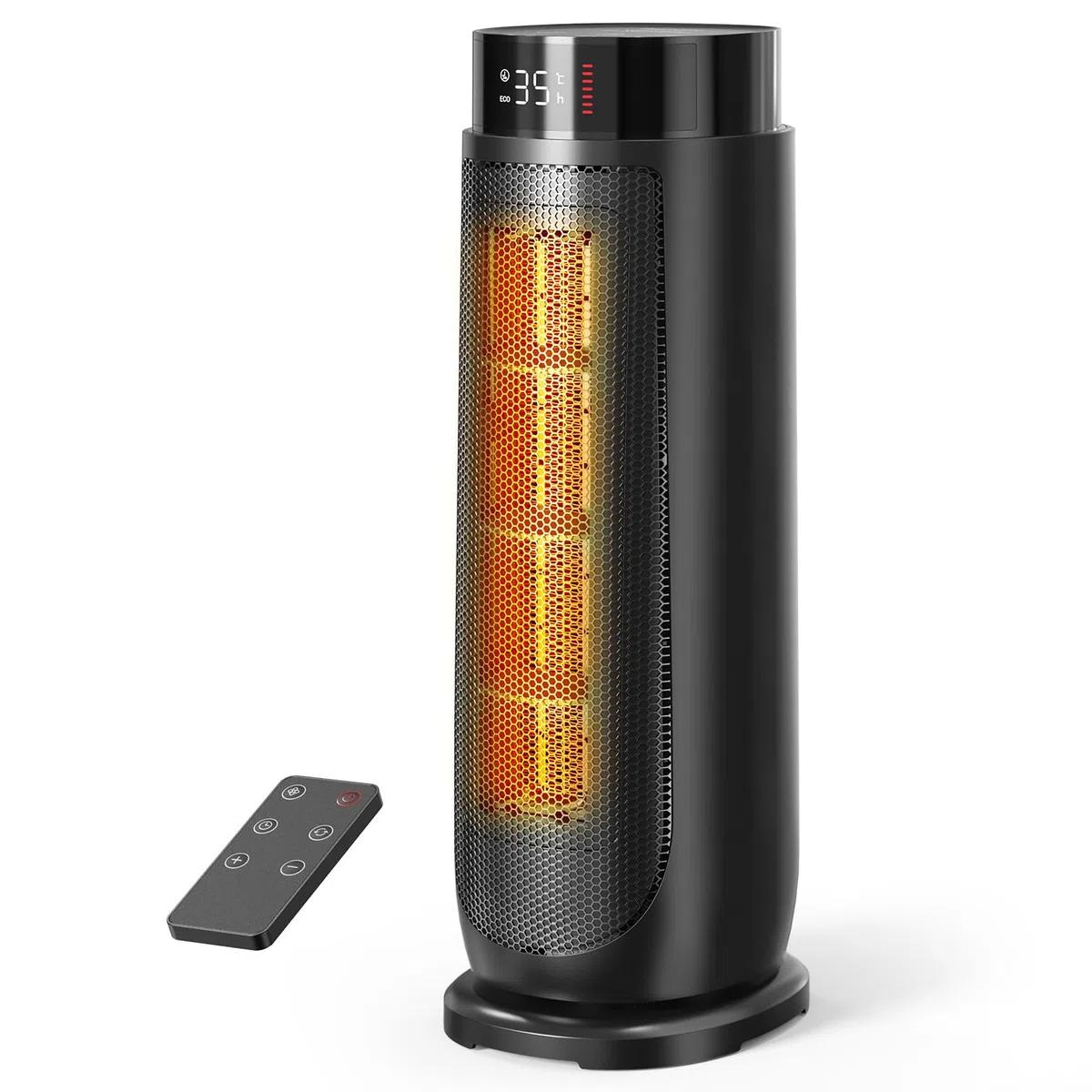 Aroeve Calefactor Bajo Consumo, Calefactor Electrico Cerámico PTC 2000W 4 Modos Incluye ECO, Oscilación 90°, Temporizador 24h con Control Remoto, Protección Contra Sobrecalentamiento y Vuelco, Hogar