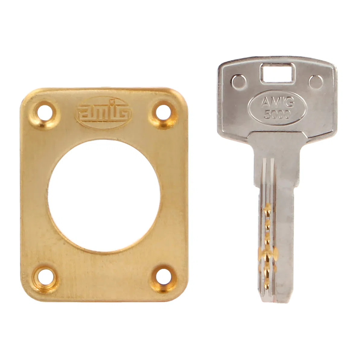 Amig - Cerradura de Sobreponer de Derecha con Palanca de Cierre, Lengüeta y Tirador para Puertas de Madera Mod. 72-100 x 85 mm - Pestillo Con Cilindro Redondo - Acero Esmaltado Oro
