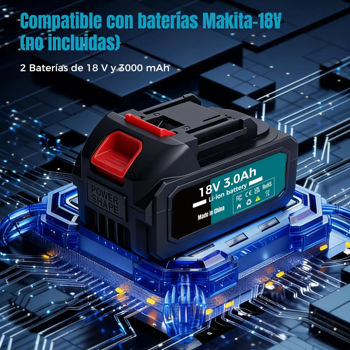 Bostar Lijadora Excéntrica Batería 18V, Ø125mm Motor Brushless, 2 Baterías 3.0Ah, Max. 21000 RPM, 6 Velocidades, Bolsa Polvo, Lijadora Orbital Inalámbrica Madera y Coche, Compatible Makita 18V