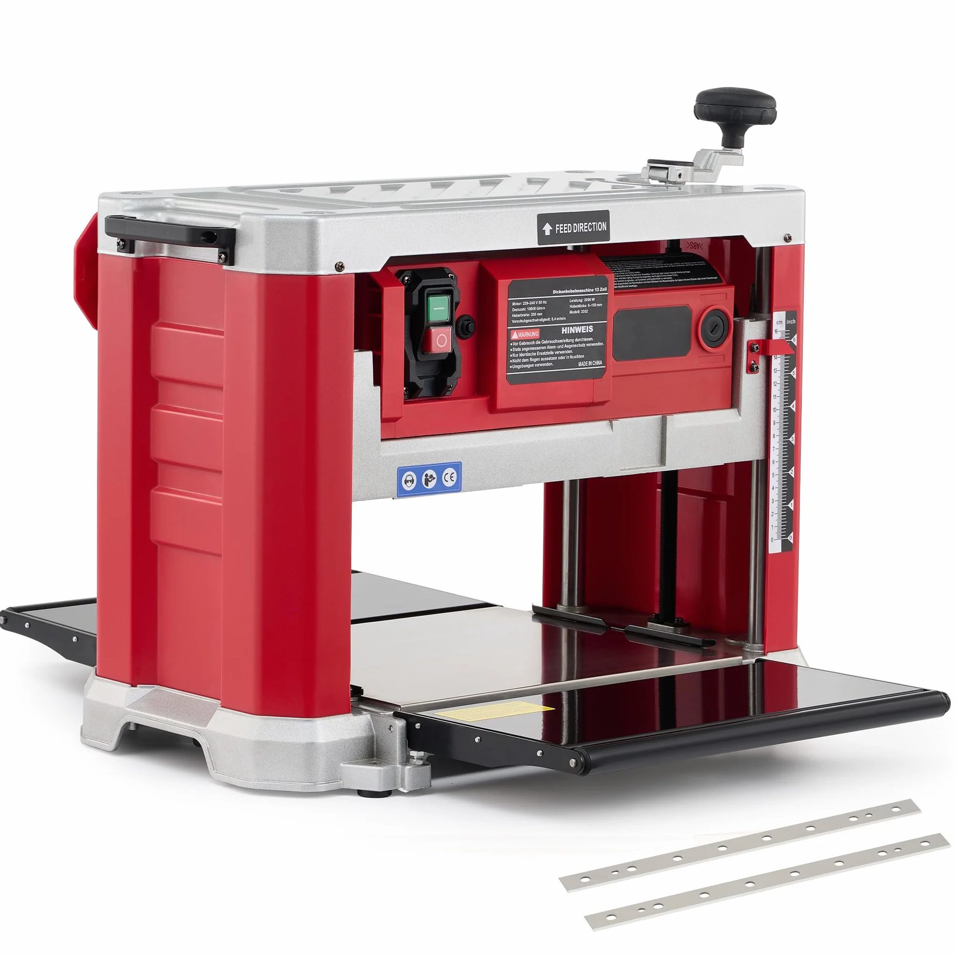 ZELCAN Cepilladora de Sobremesa para Madera 33 cm, 2000W, 2 Cuchillas, 20000 Cortes/min, Cepilladora Espesadora para Carpintería Profesional
