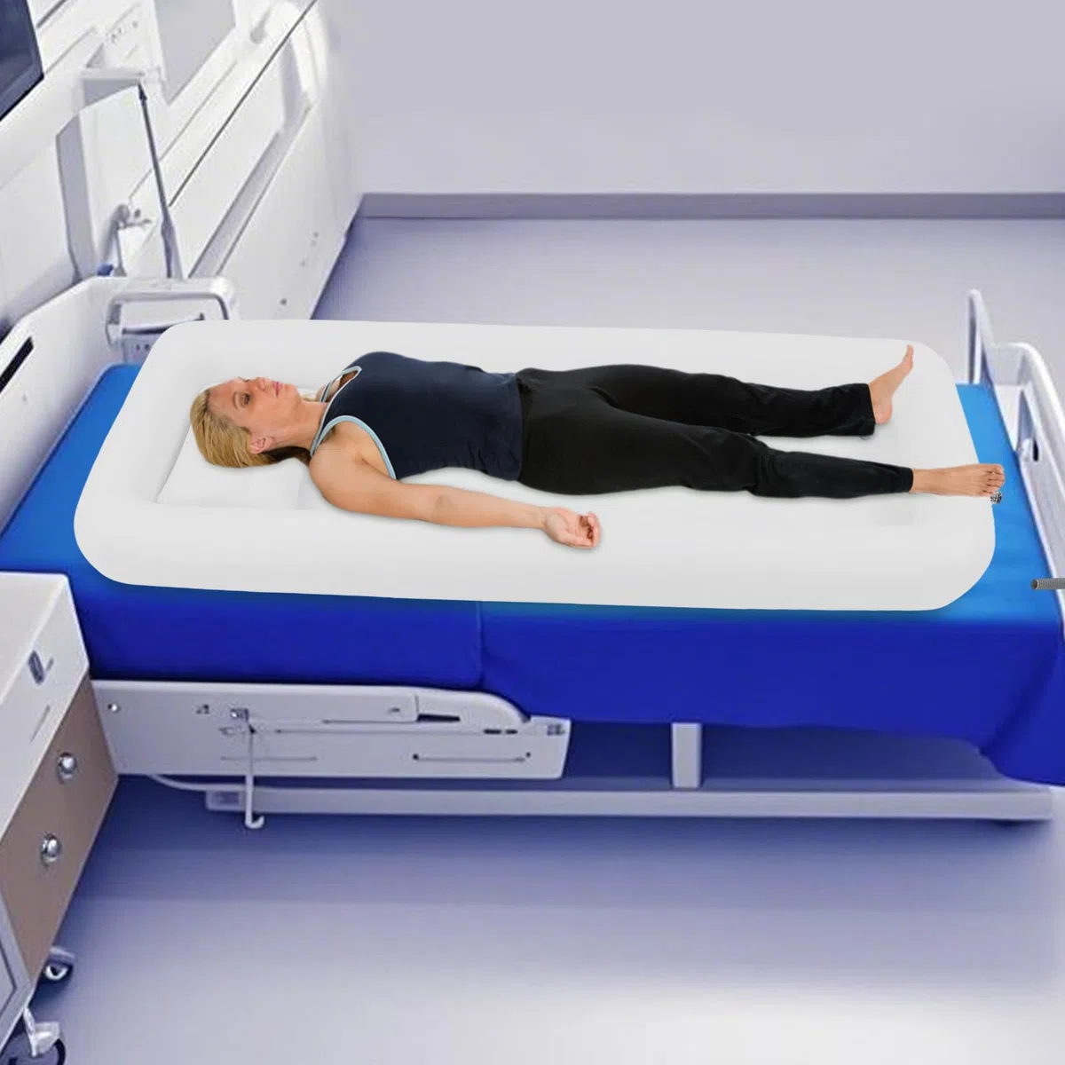 Bañera Inflable Bañera Plegable Portátil Adulto PVC con Bomba de Aire Eléctrica Lado de la Cama Ducha Kit de Baño para Ancianos, Mujeres Embarazadas y Pacientes