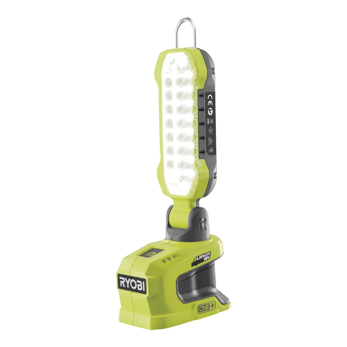 Ryobi - Lámpara LED 18V ONE+ - Orientación 180° Adelante/Atrás y Derecha/Izquierda, Gancho de Suspensión, 3 Intensidades, Max. 900 Lm - Peso 0,5kg - Batería y Cargador no Incluidos - R18ALP-0