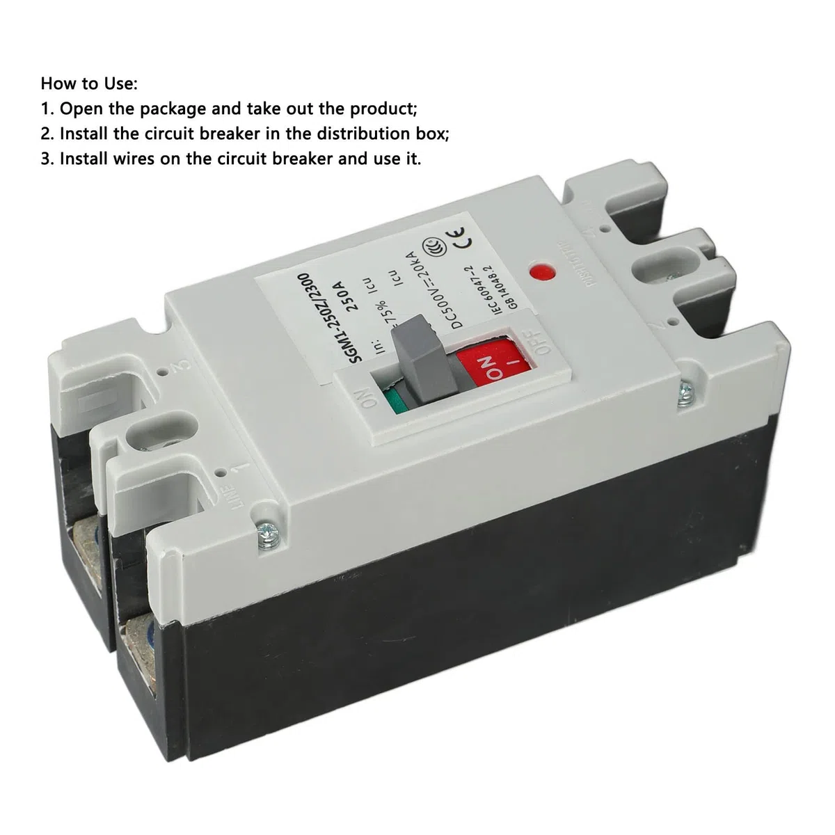 Generic Disyuntor, 2P MCCB Protector de Aislador de Interruptor de Protección de Batería Solar 250A 500V DC, con Capacidad de Ruptura 20KA, para Sistemas Hidroeléctricos de Energía