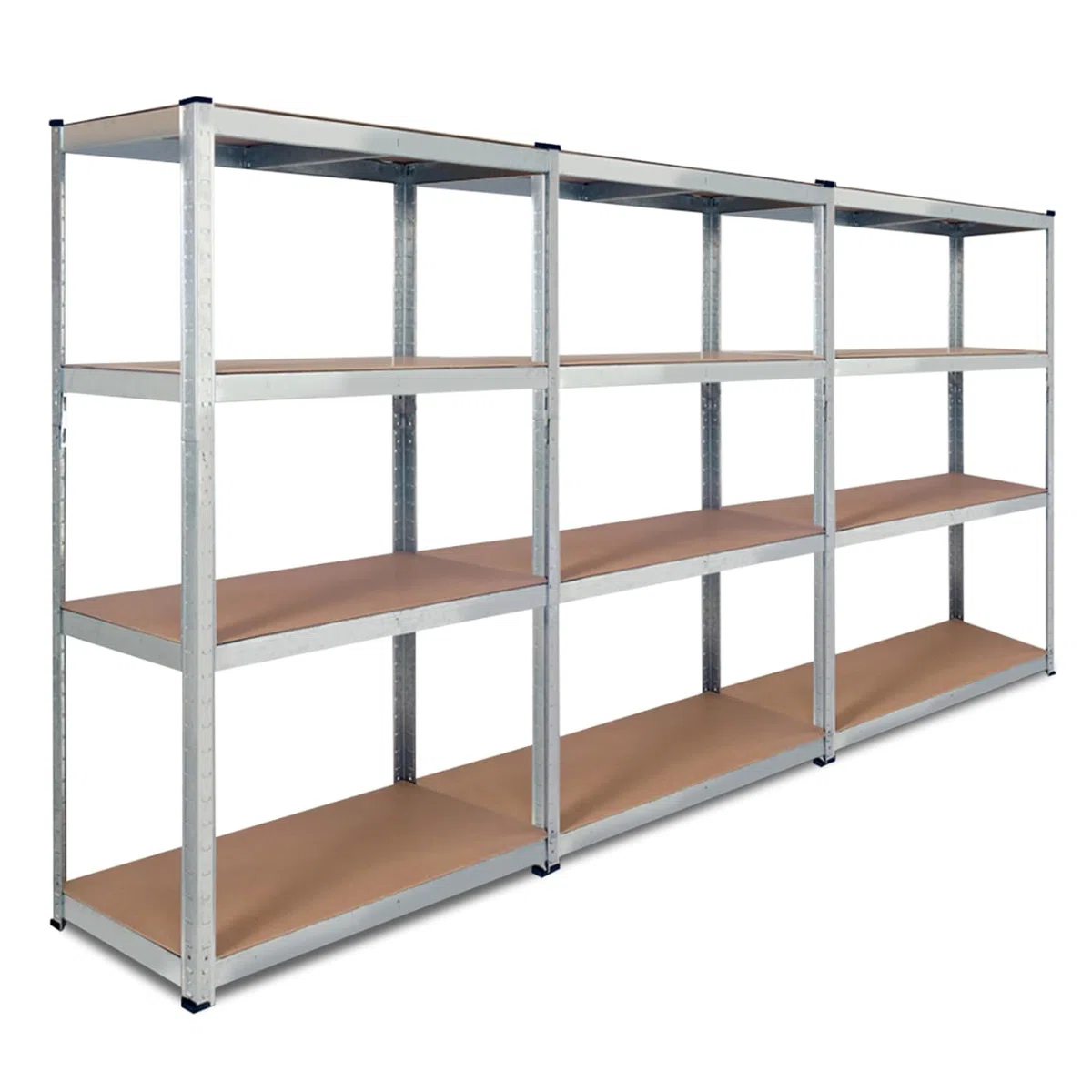 IDMarket - Juego de 3 estantes modulares Cargas pesadas 12 bandejas H 150 cm