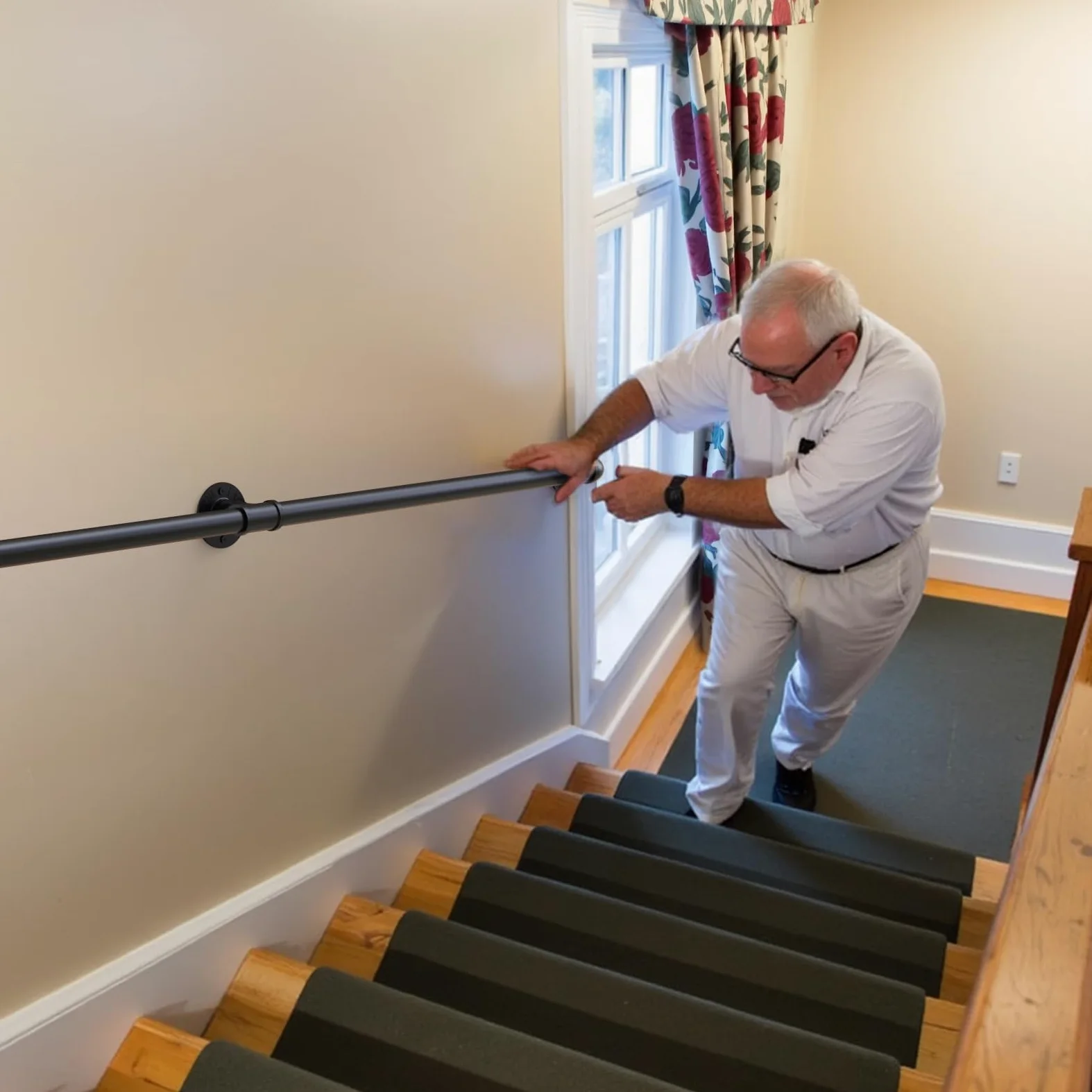 Pasamanos de escalera de hierro forjado para interiores y exteriores, poste de apoyo para barandillas de escaleras para niños mayores, reposabrazos antideslizante,360cm