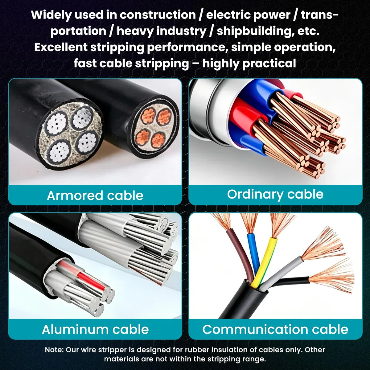 Máquina Pelacables Eléctrica Compatible con Batería Makita 18V (Batería No Incluida), Pelacables Automático para Cables de Cobre de 50-300 mm², Herramienta Portátil para Pelado de Cables