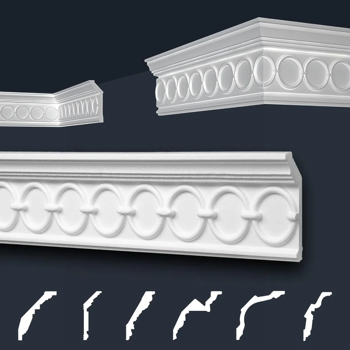 Molduras de techo Marbet paquete de ahorro blanco de espuma de poliestireno EPS - Molduras de estuco estampadas, en diseño tradicional - (20 metros B-30) perfiles de espuma de estuco