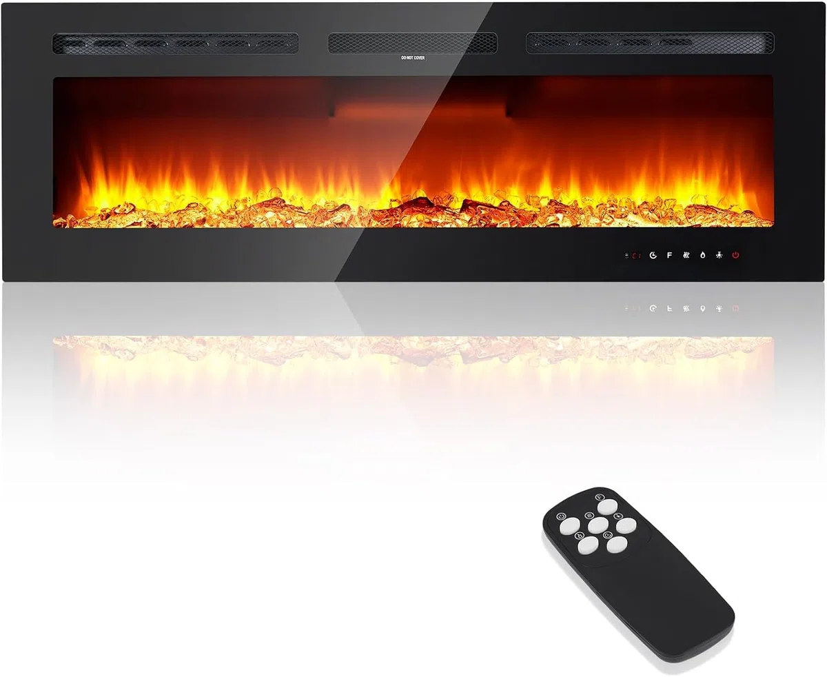 Chimenea Eléctrica 3D de Pared 50" (127 cm) con Calefacción, 900/1800 W, LED 12 Colores