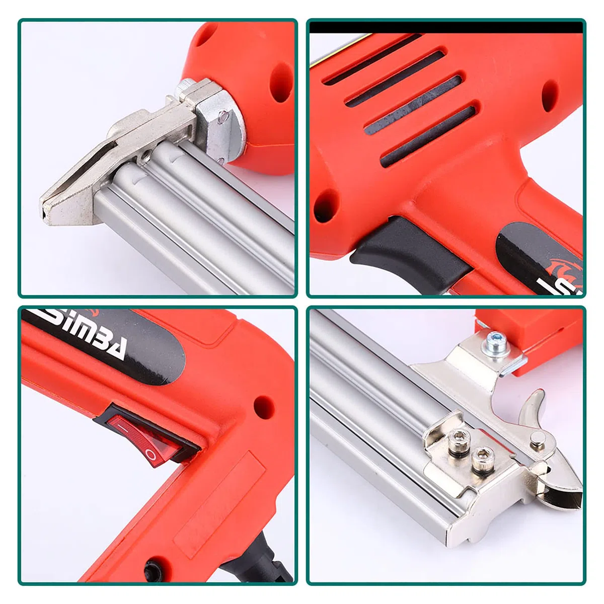 Fafeicy Pistola de Clavos Eléctrica Grapadora Clavadora de Alta Potencia de 2200 W, Capacidad de Clavos de 100 Piezas, Clavo Recto F30, Adecuada para Herramientas de Carpintería (Enchufe