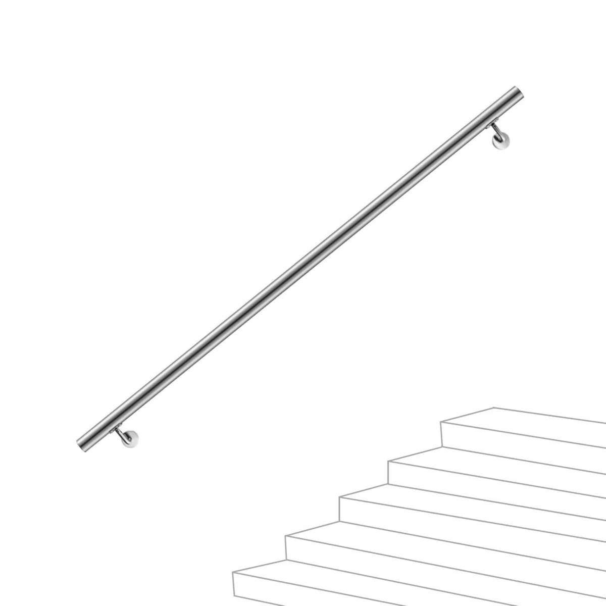 AICA Barandilla de acero inoxidable 304, pasamanos de pared, para exterior e interior, longitud: 180 cm