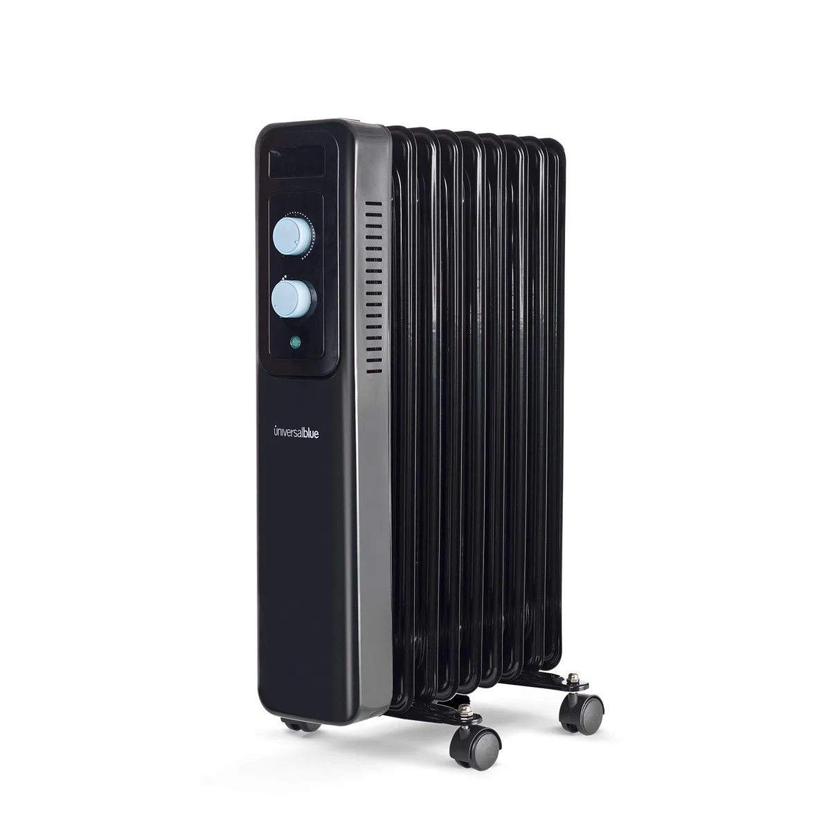 UNIVERSALBLUE Calefactor Eléctrico de Aceite Bajo Consumo | Radiador Aceite Negro 1500W | 9 Elementos Calefactores | 3 Potencias | Silencioso | Sistema de Seguridad | Termostato Ajustable