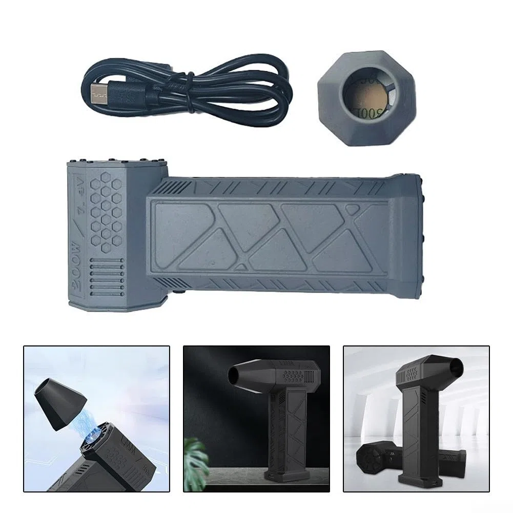 Besttoolifes Violent for TURBO Fan - Ventilador compacto de alta velocidad con iluminación LED, motor sin escobillas de 130,000 rpm, potente flujo de aire de hasta 52 m/s(gris)