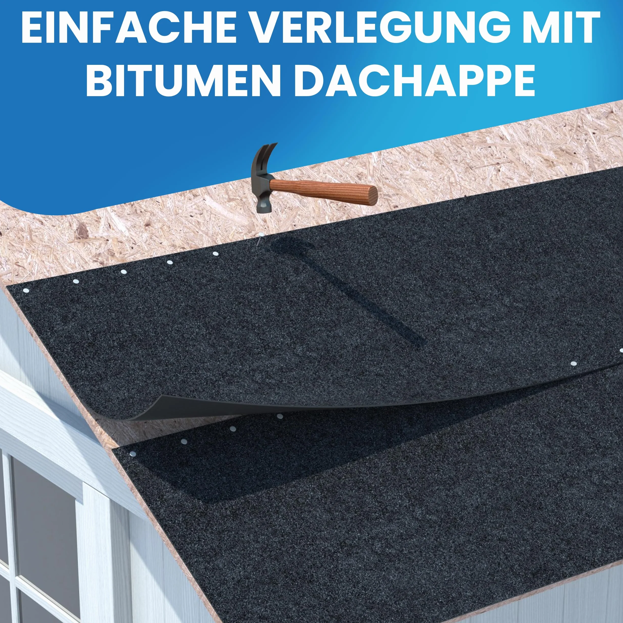Gartenpirat Betún V13 - Rollo de 10 m² de fieltro para techos, incluye 100 clavos