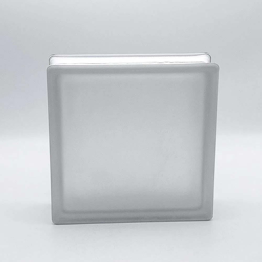 Bloque de vidrio básico vista completa transparente 1 cara satinado 24x24x8 cm - 4 piezas