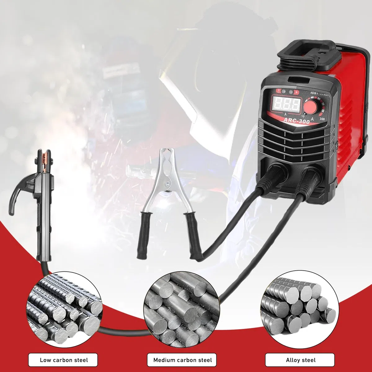 Soldador Inverter ARC-300 Portátil, Máquina de Soldar Electrodo con Pantalla Digital, Tecnología IGBT 220V, Kit Completo para Bricolaje, Talleres y Reparaciones