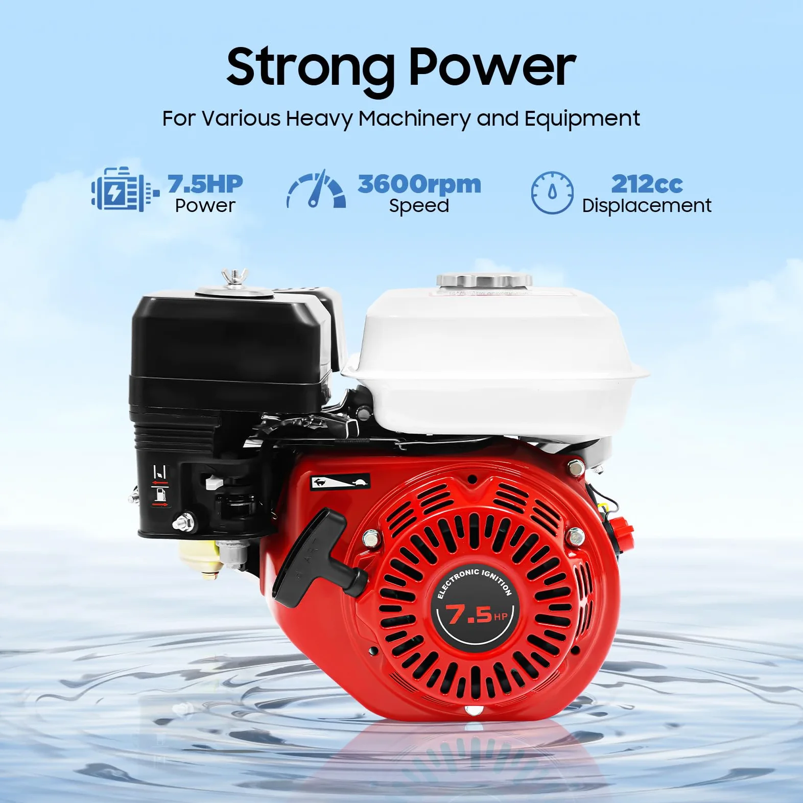 Motor de gasolina de 7,5 CV de 4 tiempos, motor universal de 212 cc con arranque por cable, apto para arranque eléctrico, apto para kart, limpiador de alta presión, divisor de madera, generador