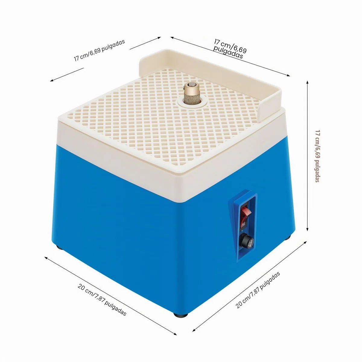 Amoladora eléctrica de vidrio de 65 W, 4200 rpm, con refrigeración por agua e interruptor de seguridad, dispositivo de mesa para lijar vidrio/cerámica/jade/piedra, enchufe UE 220 V, azul
