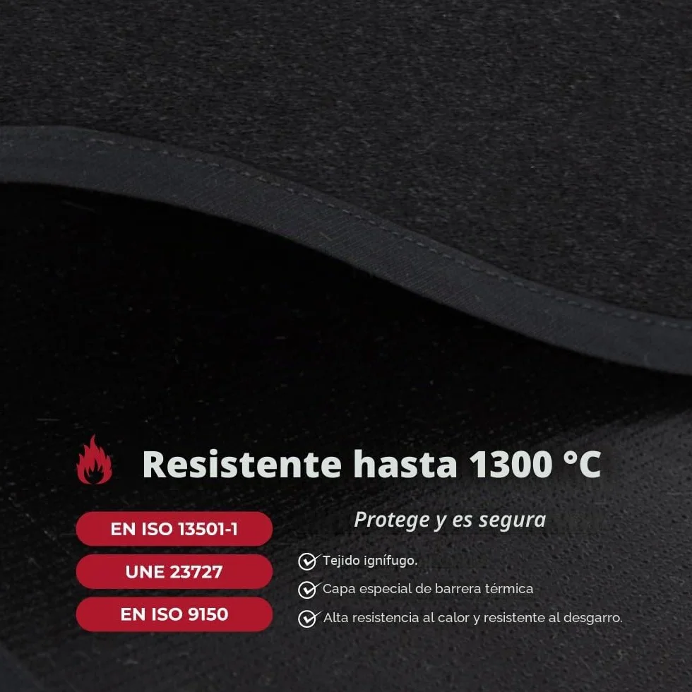 TEXFIRE Alfombra Ignífuga para Chimenea y Estufa 100x50 cm Aislante Térmico