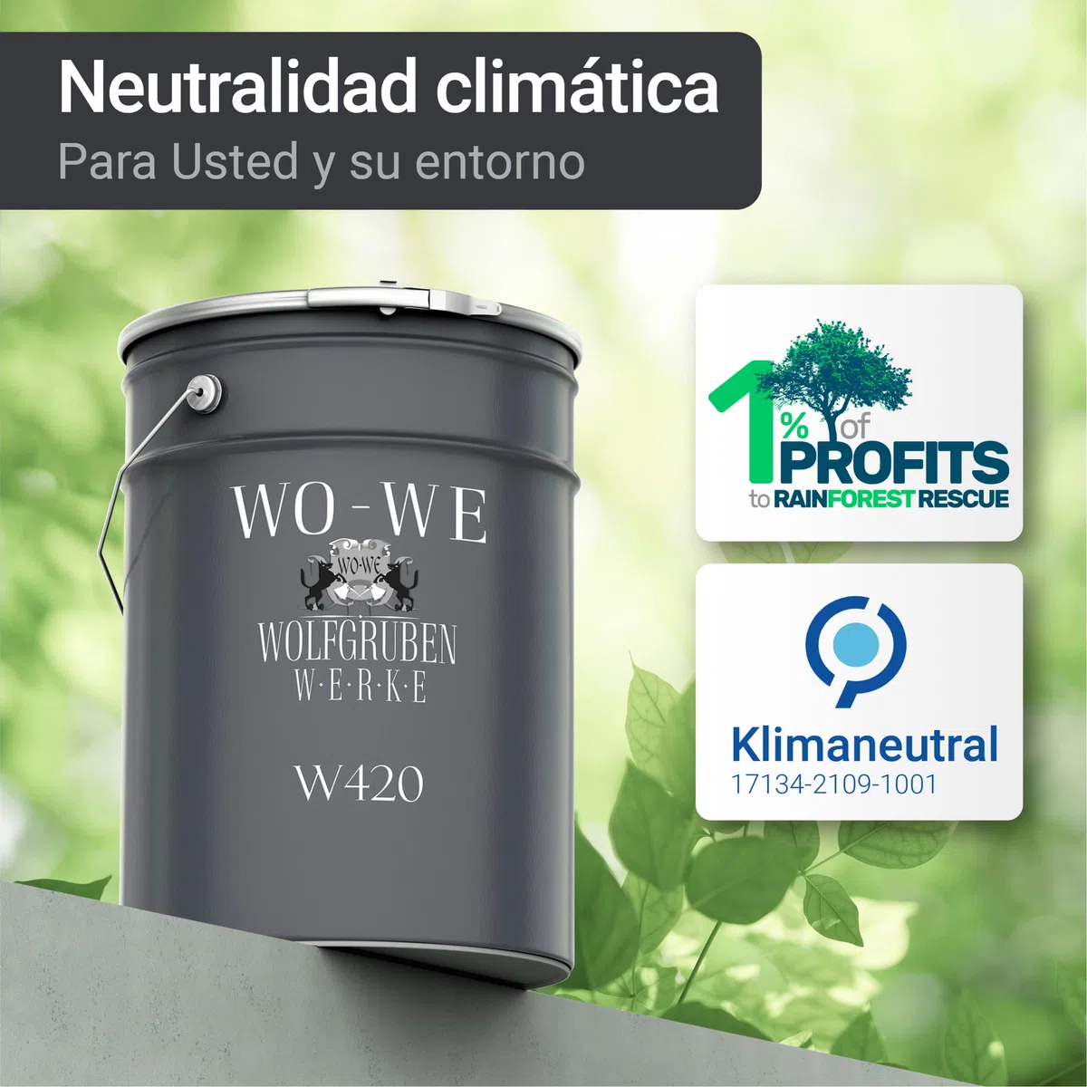 WO-WE Pintura de madera W420 Esmalte para Muebles Puertas al Agua Blanco puro - 5L