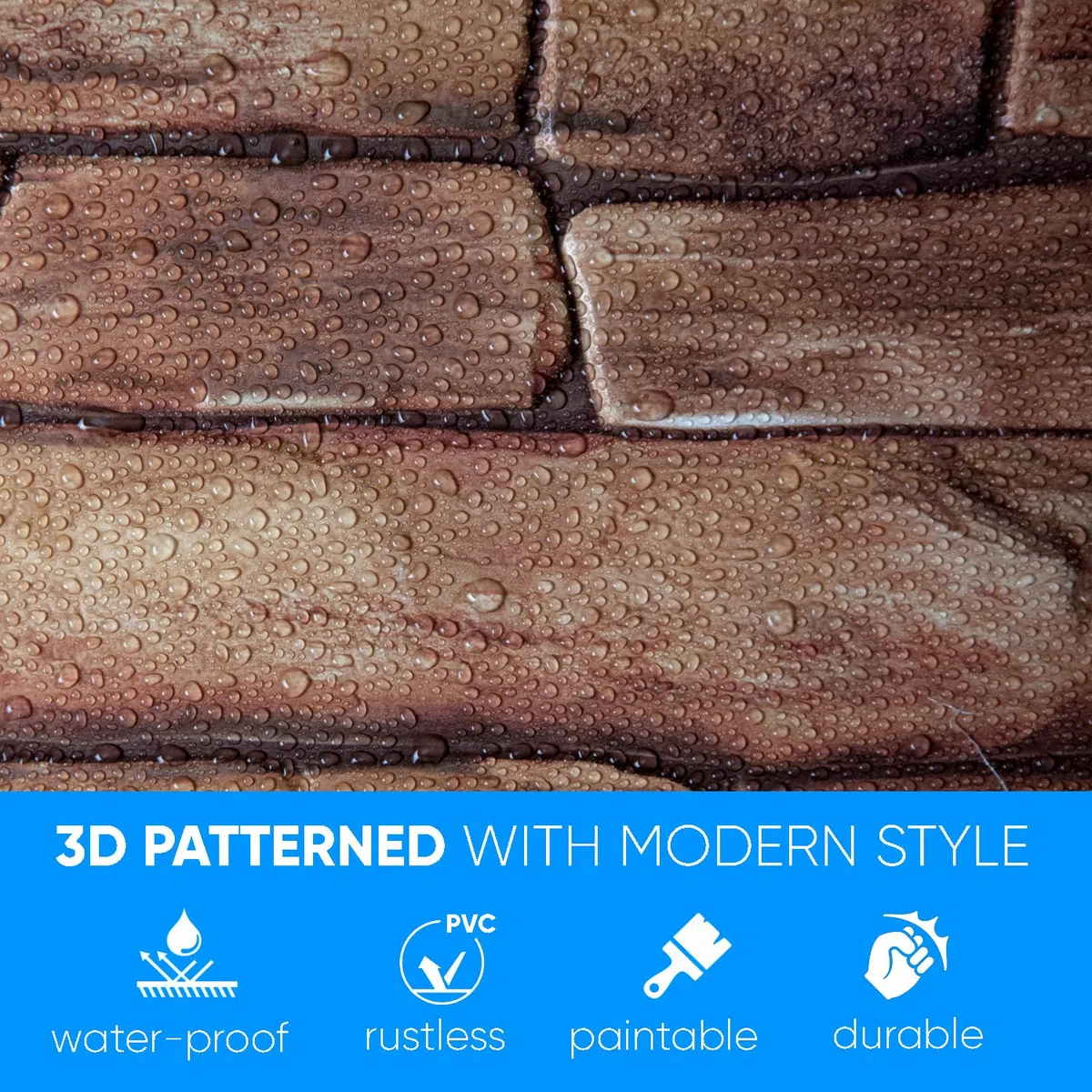 Grace Baltic - Paneles de pared 3D para decoración de paredes interiores Paneles de pared de PVC finos y elásticos no adhesivos Decoración de paredes interiores Material PVC 3D (38 piezas / 18.62 m2)