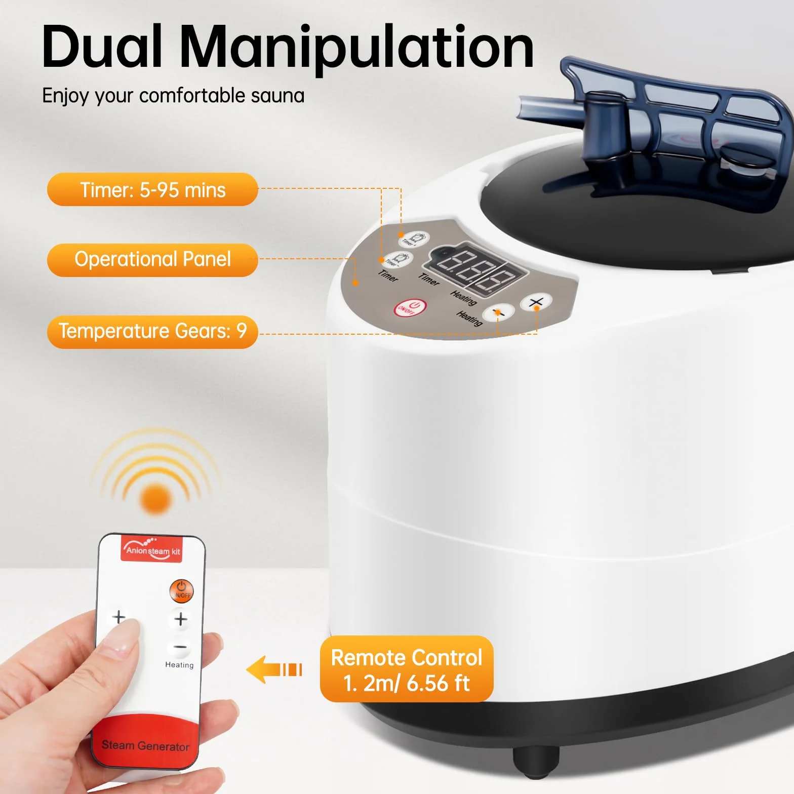 Generador de vapor para sauna 3L acero inoxidable portátil con mando a distancia