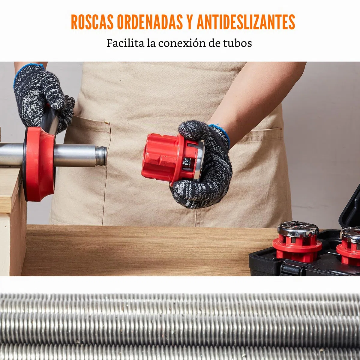 VEVOR Kit de Roscado de Tubos con Trinquete 1/4" NPT ~ 1-1/4" NPT Juego de Troqueles de Fontanero Manual Portátil 6 Troqueles NPT Estuche de Almacenamiento para Plomería Tubos de Aluminio Hierro Cobre