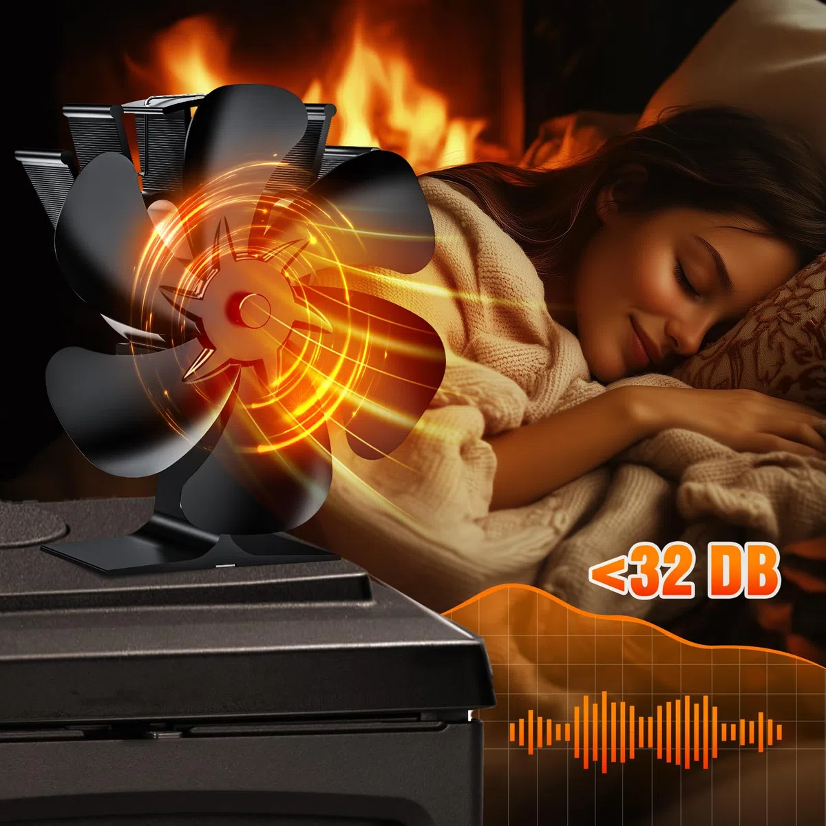 6 PáGinas Ventilador de Chimenea,Ventilador no Eléctrico para Chimenea, ventilador de estufa de lena silencioso, para Estufas de Leña de Leña/Leña/Chimenea/Estufa (6 Hojas)