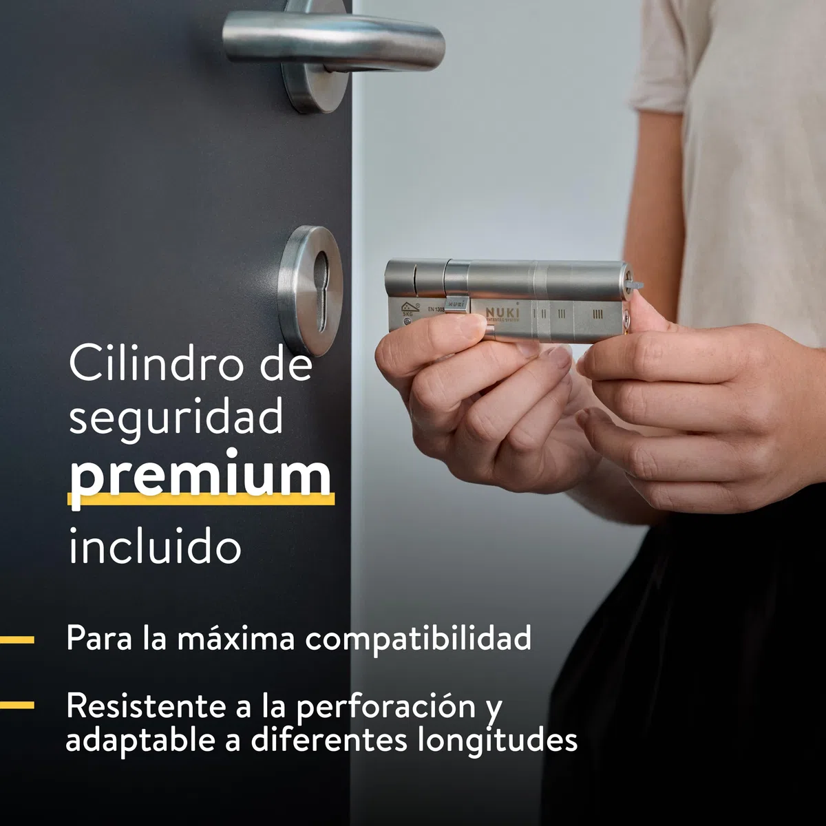 Nuki Smart Lock Ultra, cerradura electrónica von Bluetooth, WiFi & Matter, Integración sencilla en el Smart Home, Abrir la puerta con acceso remoto, con 3 modos de bloqueo diferentes