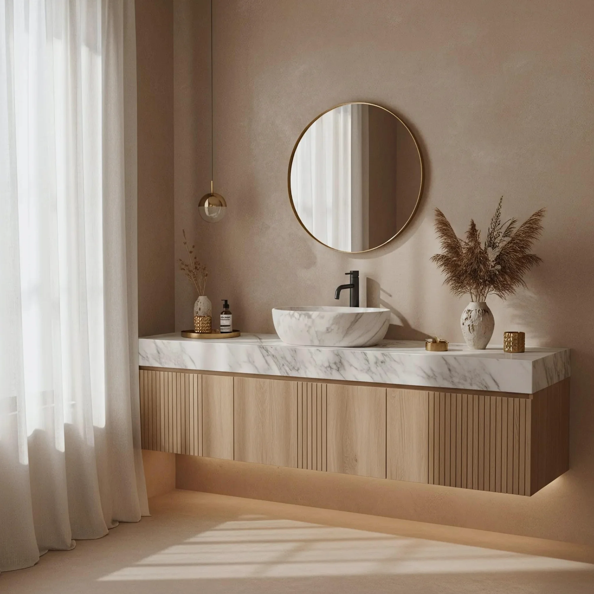 Lavabo Sobre Encimera Rea Amelia Ash Matt Beige 48X34,5X13,5Cm