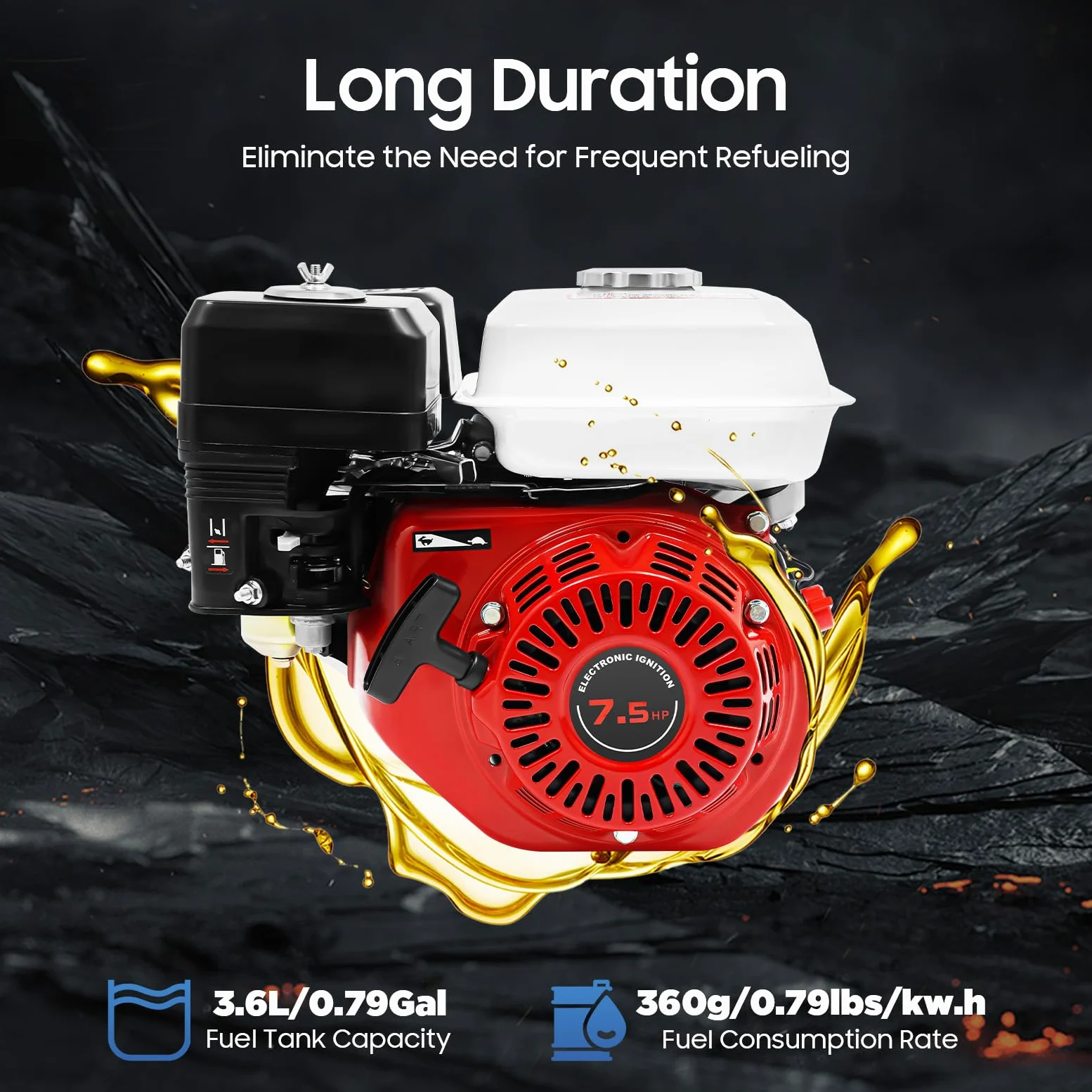 Motor de gasolina de 7,5 CV de 4 tiempos, motor universal de 212 cc con arranque por cable, apto para arranque eléctrico, apto para kart, limpiador de alta presión, divisor de madera, generador