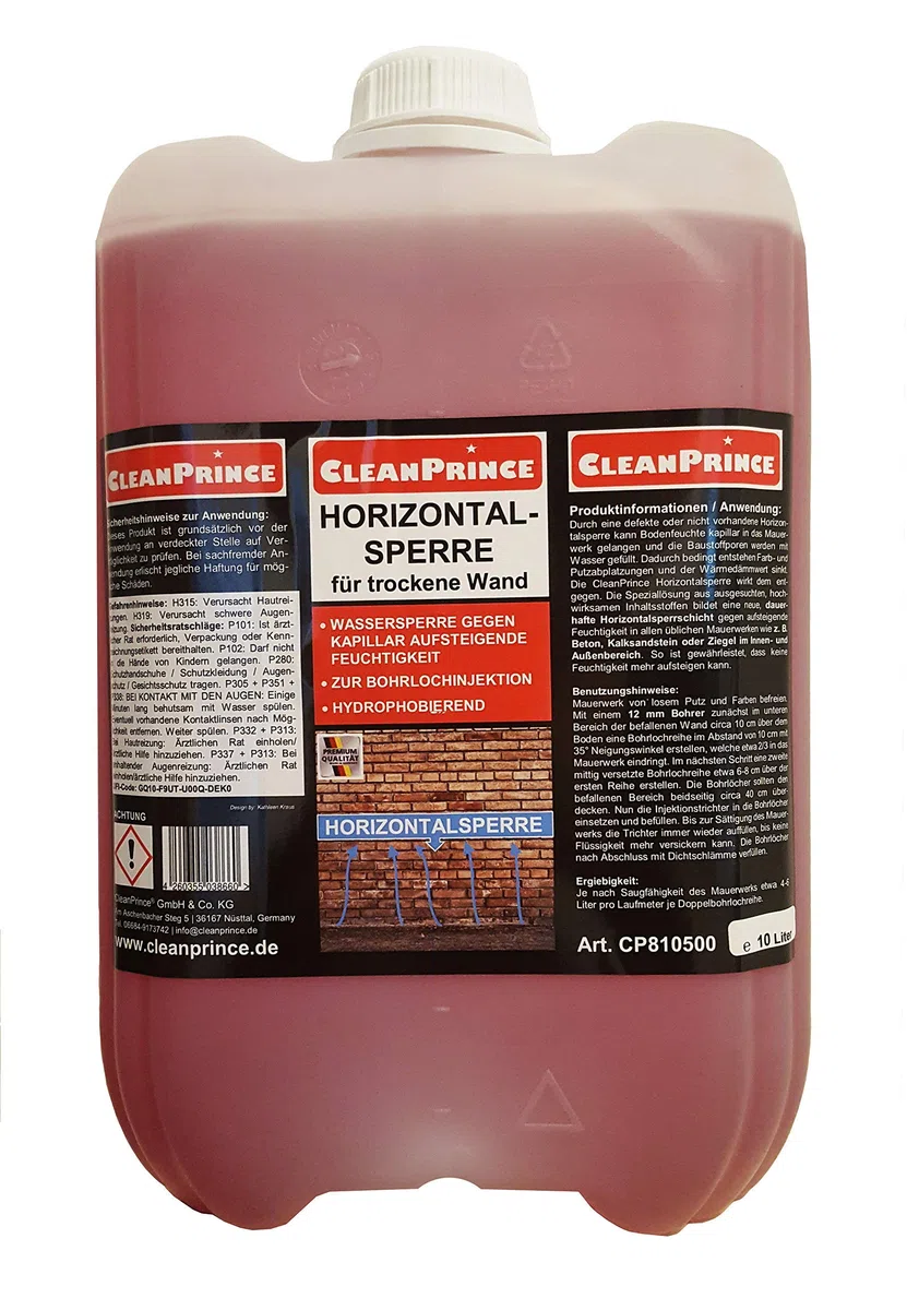 Bloqueo horizontal de pared seca de 10 litros | con grifo de boquilla de vertido gratuito por pedido | proceso de inyección de pozo líquido, hidrofóbico, bloqueo de agua