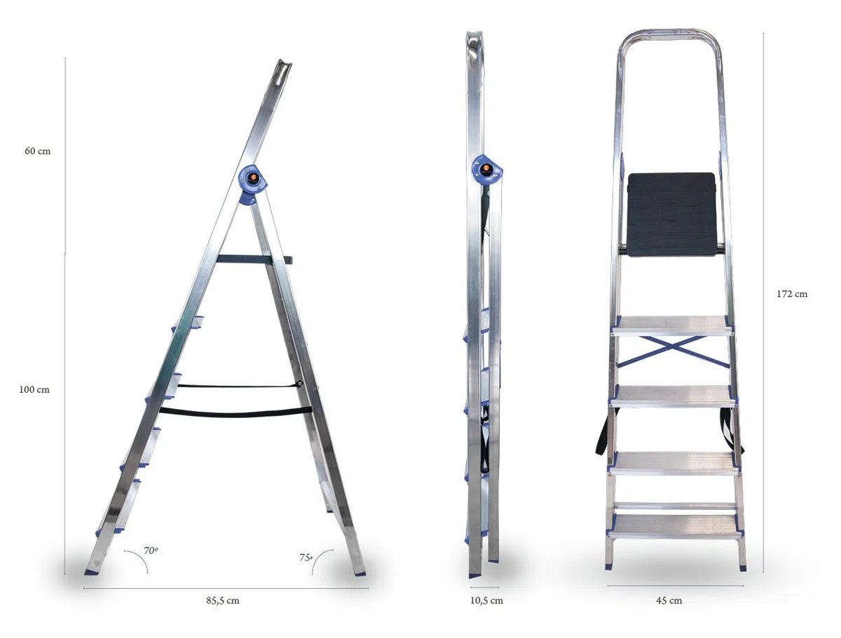 DN05 - Escalera domestica (aluminio, 5 peldaños, EN131)