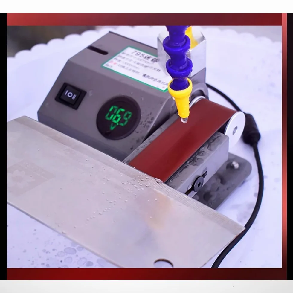 Mini Afilador de Cuchillos Eléctrico, Lijadora de Banda de Doble Propósito en Seco y Húmedo, Lijadora, Pulidora, Velocidad de 0-13000RPM