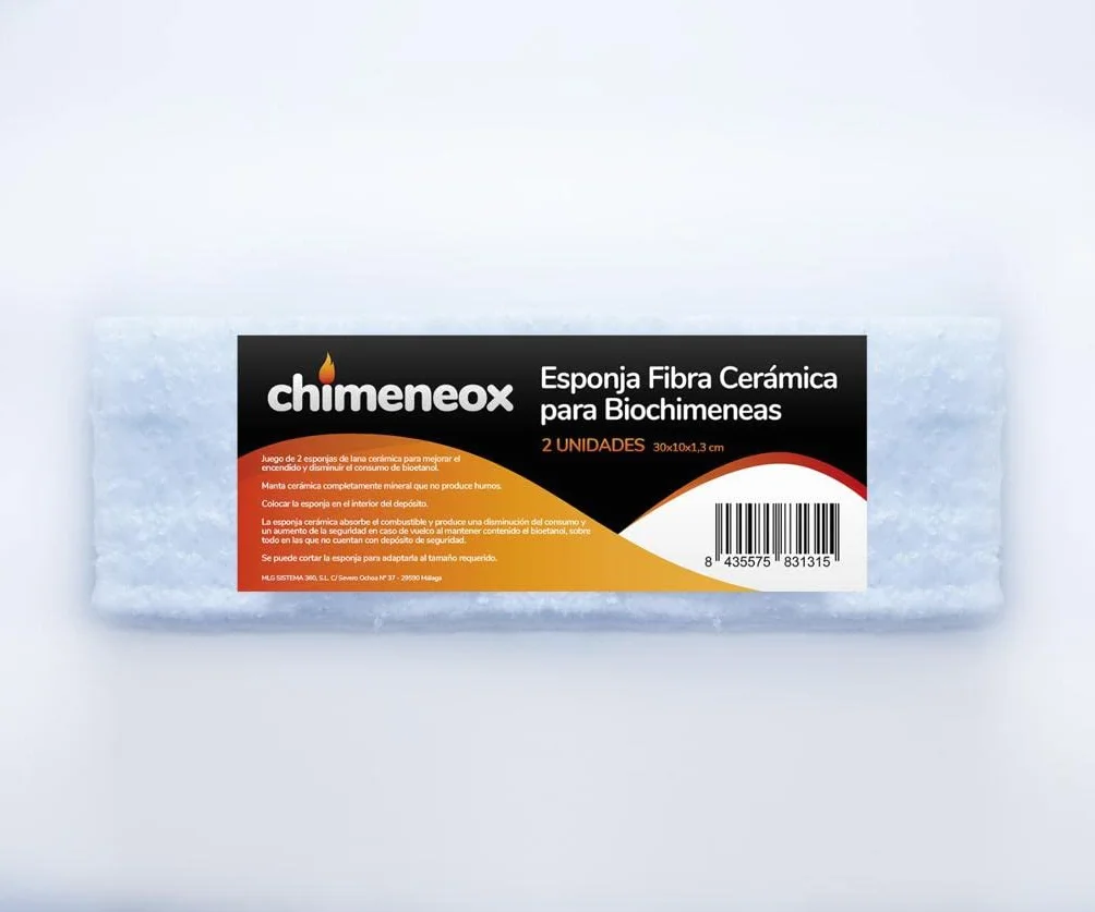 4 x 5L Bioetanol 99,5% para chimeneas de Chimeneox (con Embudo) + 2 x Esponja Fibra Cerámica
