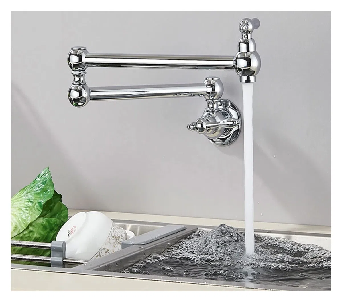 Grifo de llenado de ollas Grifo de cocina de latón Oro cepillado Sing Fregadero de cocina frío Grifo de agua Grifo monomando Grifo de rotación 360 Montado en la pared ( Color : Chrome A , Size : Y )