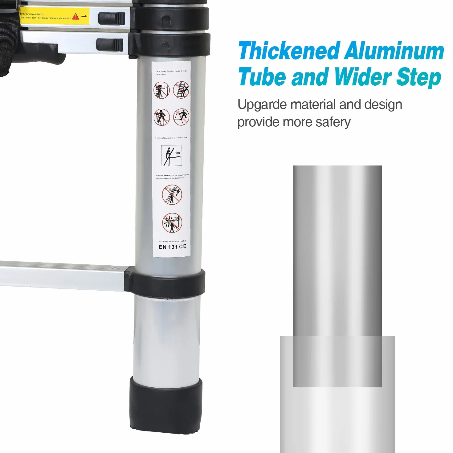 Escalera telescópica de Aluminio de 3,2 m, Interruptor de Seguridad de Varios Niveles, portátil, Antideslizante, Multiusos, Carga máxima de 150 kg