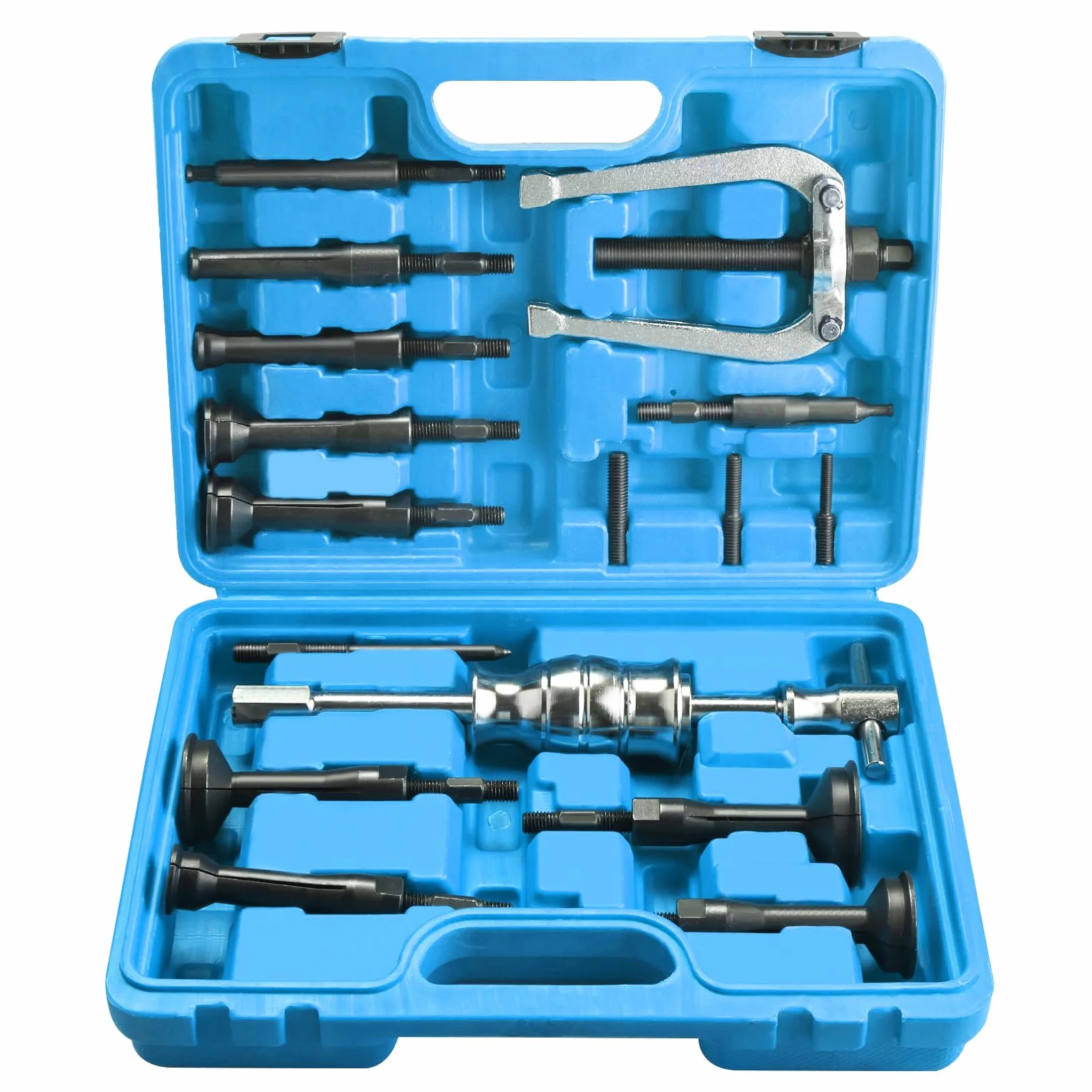 FreeTec 16 Piezas Extractor Rodamientos Internos, 8mm-58mm Extractor para Rodamientos Interior con Martillo Deslizante, Herramienta Extracción Rodamientos Internos para Coche Camión Motocicleta