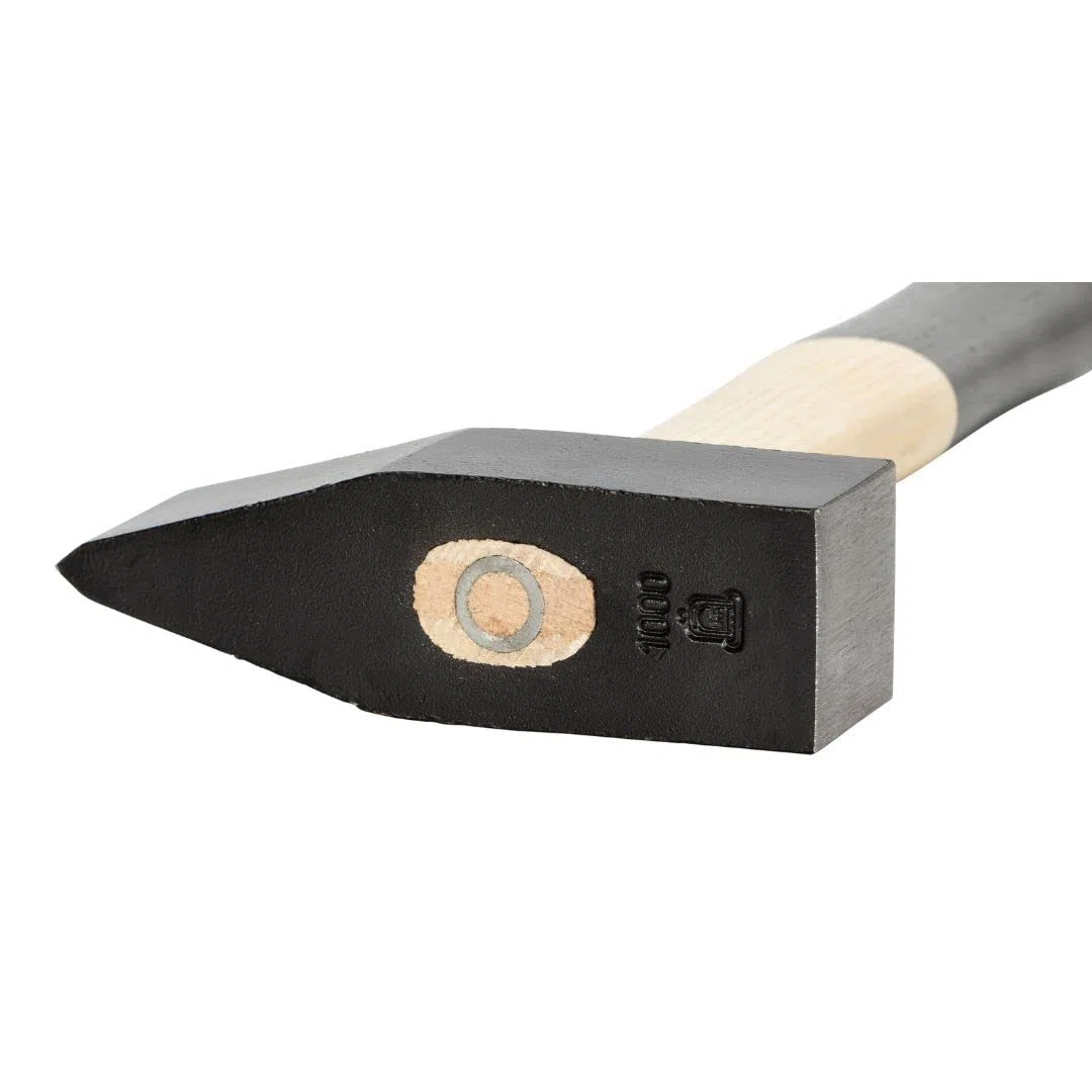 Picard Martillo de piedra con mango de fresno de 1000 gramos para dividir piedras, la aleta es afilada y en forma de cuña, una combinación de manopla y cincel