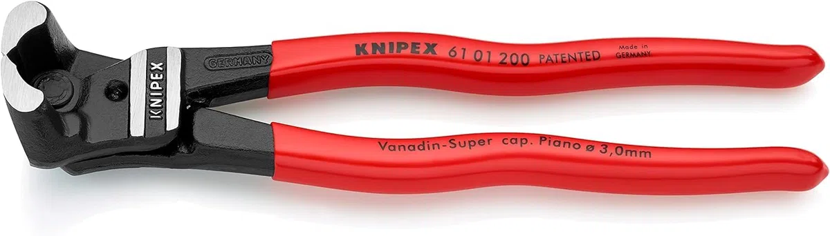KNIPEX Cortabulones de corte frontal gran efecto palanca con cartulinas autoservicio recubiertos de plástico 200 mm, 61 01 200 SB