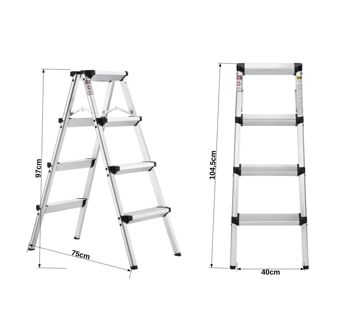 TREPPE Escalera Aluminio Plegable Tijera Doble Cara 4 Peldaños