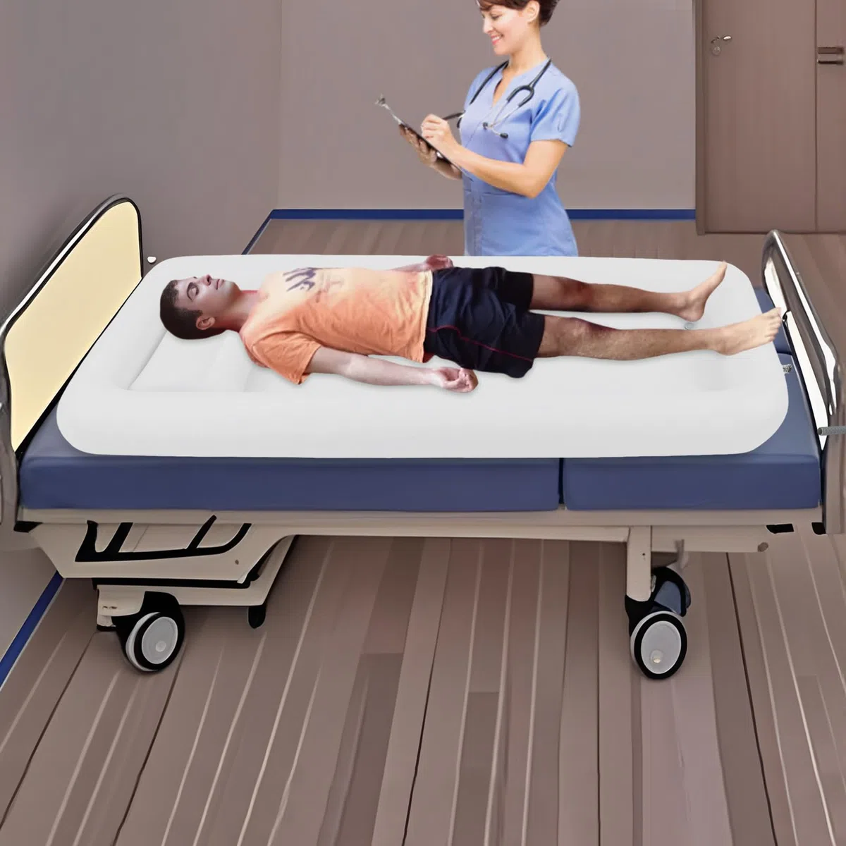 Bañera Inflable Bañera Plegable Portátil Adulto PVC con Bomba de Aire Eléctrica Lado de la Cama Ducha Kit de Baño para Ancianos, Mujeres Embarazadas y Pacientes