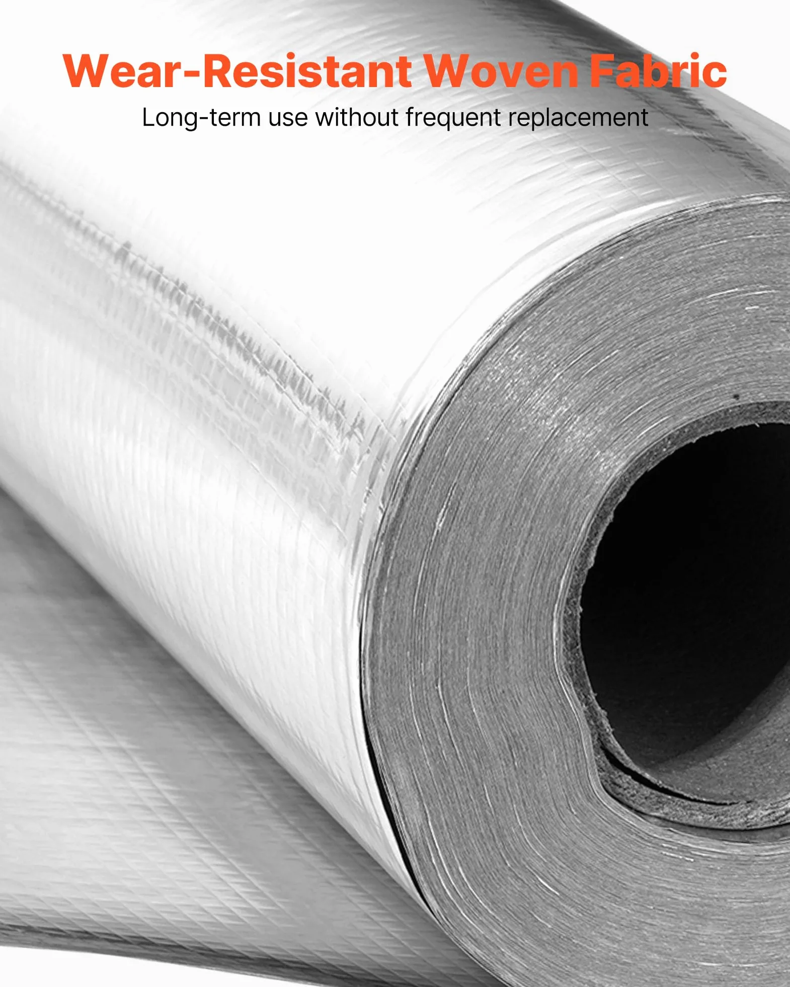 VEVOR Rollo de Aislamiento Reflectante Doble, Barrera Radiante de Tela Tejida sin Perforar, 38,1 x 1,22 m x 0,15 mm, Lámina de Aluminio de Doble Cara, Reflectividad ≥ 95%, para Techos y Ventanas