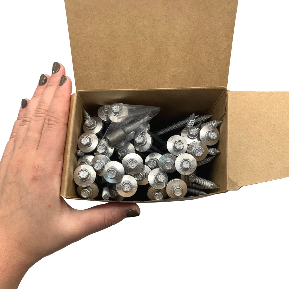 Paquete de 50 tornillos autoperforantes de cabeza hexagonal de acero al carbono de 6,4 x 160 mm con arandelas EPDM para fijar paneles sándwich (50, 6,4 x 160 mm)