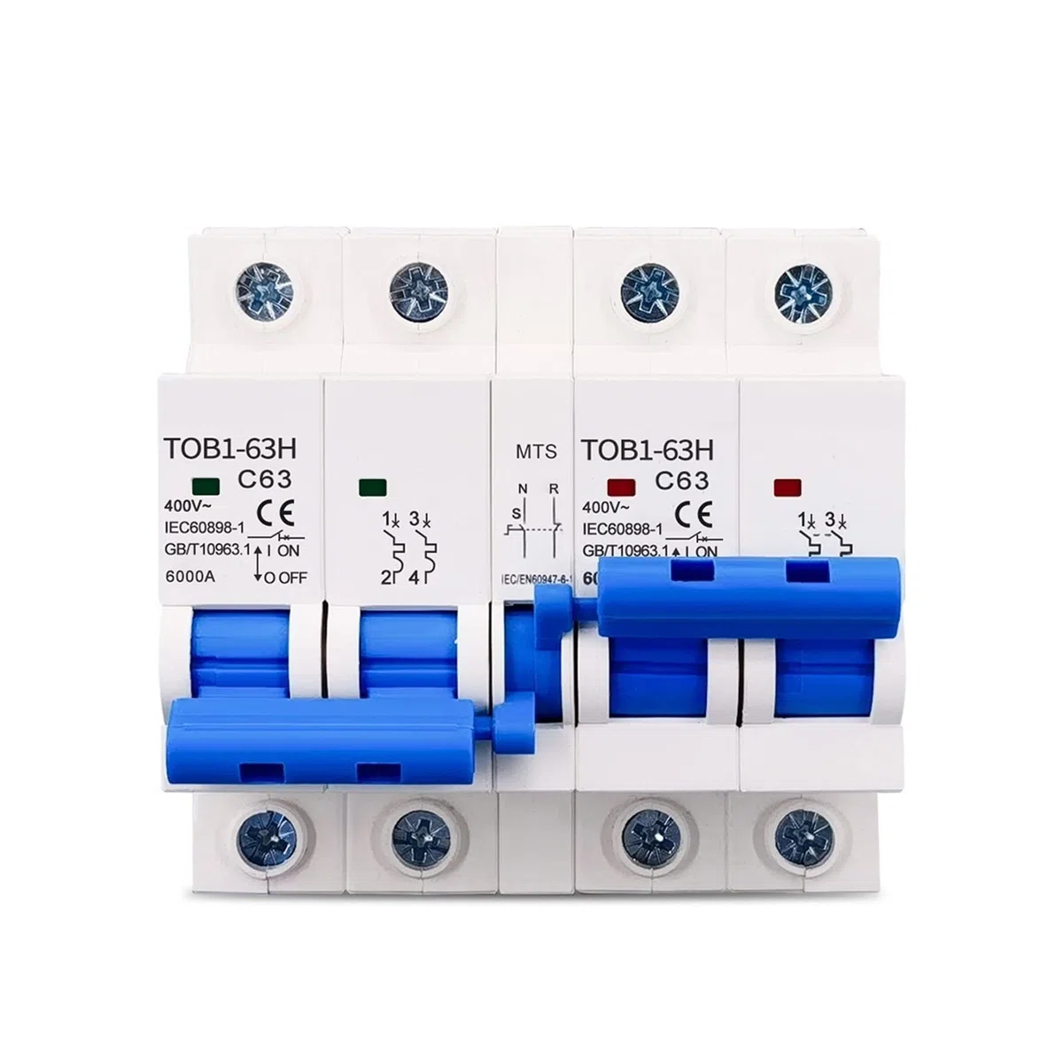 2P + 2P AC interruptor de transferencia Manual de doble potencia disyuntor 50HZ/60HZ 1 Uds (Size : 40A)