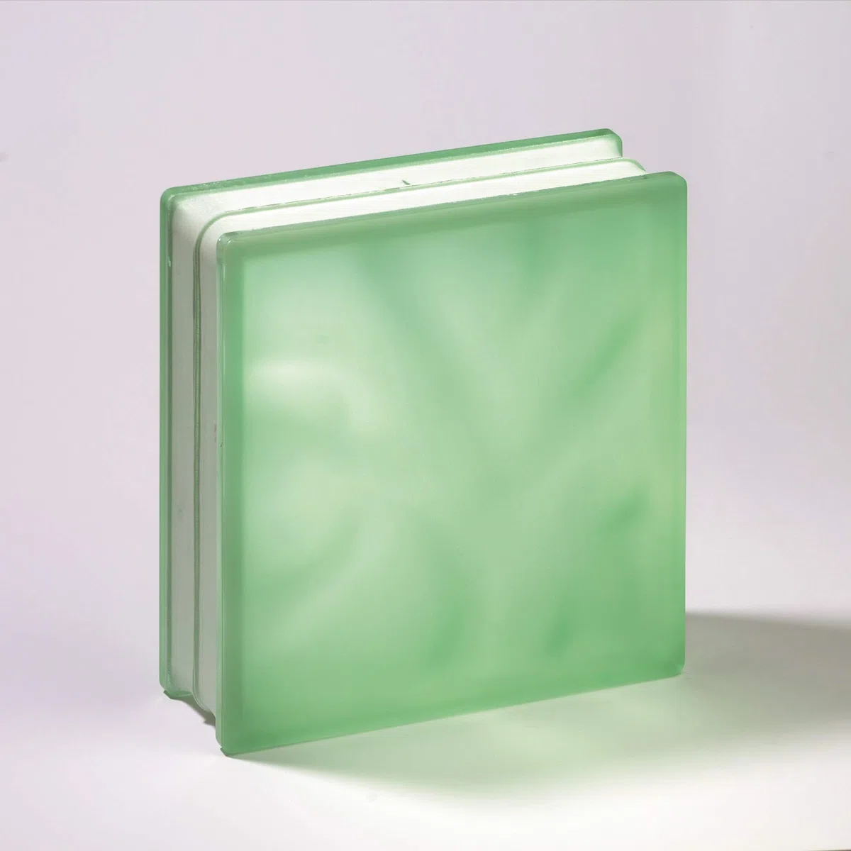Bloque de Cristal Lux Glass Verde Claro Ondulado Satinado 2 caras | cm 19x19x8 | Unidad de venta 1 caja de 6 pzas