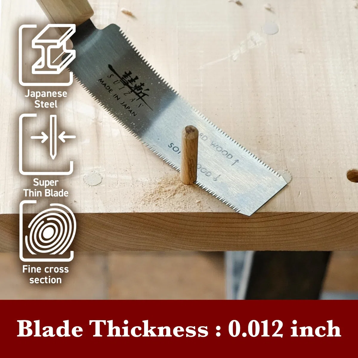 SUIZAN Sierra de mano de corte al ras 120mm para madera dura y blanda