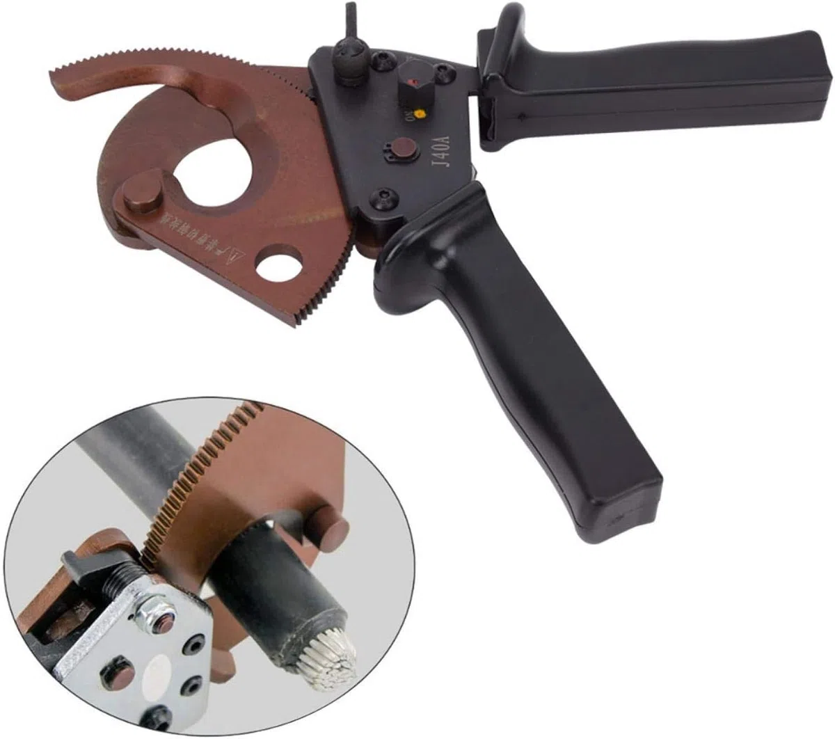 Cortador de cables, tijeras de cable de grado industrial con trinquete, cortador de alambre J40A de 300 mm², herramienta de corte manual, engranaje de corte de cable de abrazadera de acero al